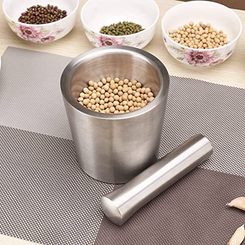 Ensemble mortier et pilon, ensemble de mortier en acier inoxydable avec couvercle pour moulin à épices, 10 cm