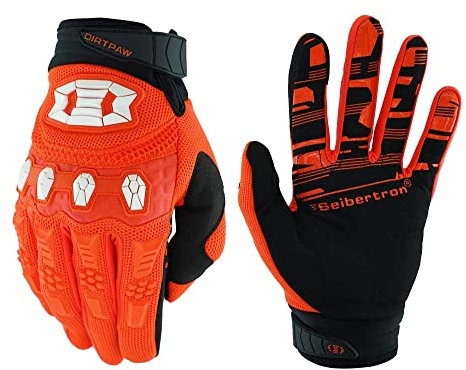Seibertron Handschuhe Unisex BMX MX ATV MTB Rennrad Mountainbike Fahrrad Offroad/Dirtbike für Straßenrennen und Motorcross Sport mit Touch-Erkennung Vollfinger Design Fluo Orange M