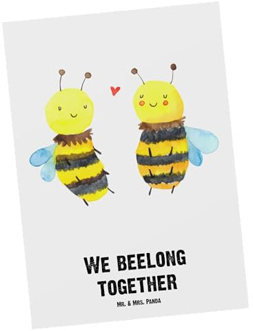 Mr. & Mrs. Panda Personalisierte Postkarte Biene Verliebt - Geschenke, Ansichtskarte mit Namen, Bedrucken, Geschenkkarte Wunschtext, Karte, Grußkarte, Einladung