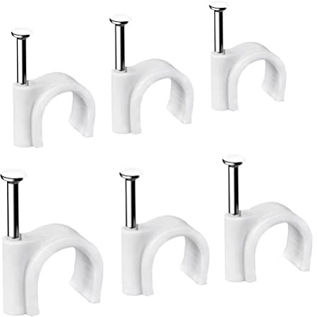 FEEIMOL Abrazadera para Cables, Grapas Cable Pared con Clavos 6mm, 100 pcs