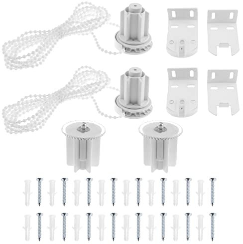VGOL 2 Sets Roller Blind Clutch with Metal Bracket & Bead Chain Roller Shade Clutch for 38mm (1-1/2”) Inner Diameter Aluminum Tube Roller Shades White