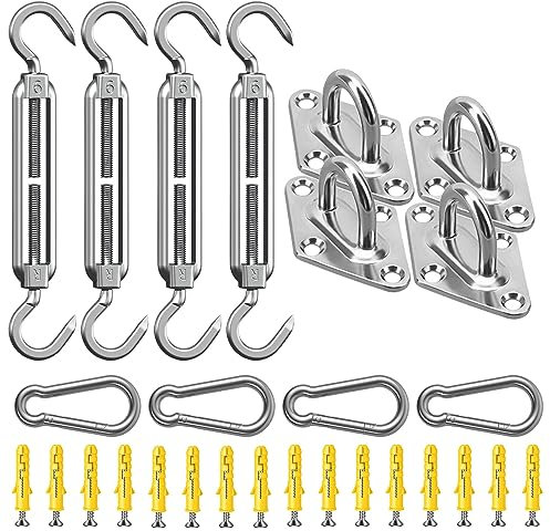 Sonnensegel Befestigung Kit M6 - Hochwertiges Edelstahl 304 - Tragfähigkeit von 80 kg - Sonnensegel Spanner Zubehör Montage Aufbau Set für Viereck und Dreieck Garten, Awnings Mounting Assembly Set