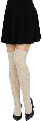 looksy Calze alte da donna sopra il ginocchio spessa coscia calzini alti a fantasia casuale sexy stile a maglia cosplay calze da donna caldi stivali lunghi morbidi ragazze parigina, farina d'avena,