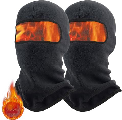 KASESSS 2Stück Sturmhaube Motorrad Herbst Winter, Sturmmaske Schwarz, Winddicht Warm Balaclava Winter, Skimaske Einheitsgröße Herren/Damen Sturmhauben für Outdoorsports Skifahren Radfahren Snowboarden