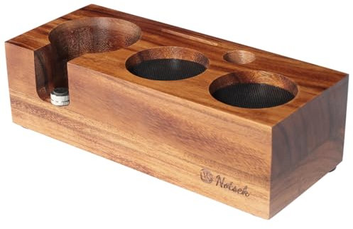 NOTSEK Tamperstation 58mm, Tamperstation Holz für Siebträger 58mm, Walnuss Tamper Station Tamping Station für Espresso Kaffeemaschine Barista Zubehör
