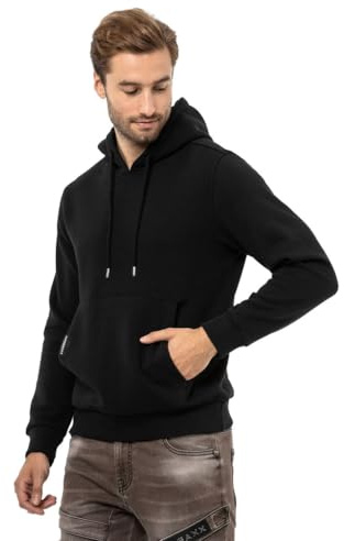 Cipo & Baxx Herren Kapuzenpullover Basic Hoodie Premium Sweatshirt Sweater CL557 Schwarz XL