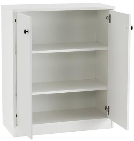GiantexUK Kitchen Storage Cabinet, Wooden Buffet Sideboard with Doors, Drawers, Shelves & Anti-Tipping Device, Freestanding Display Cupboard for Dining Living Room (2 Doors, White)