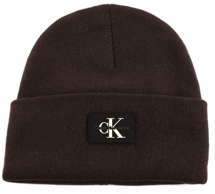 Calvin Klein Mütze CKJ Monologo Rubber Beanie Dark Chestnut Dunkelbraun