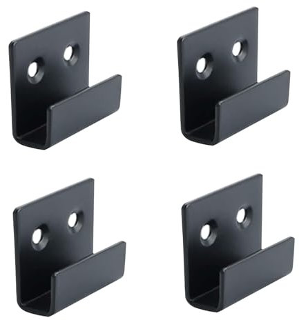 Aoktorkit Stainless Steel Black Modern J-Shape Wall Mount Hook Brackets, Pack of 4