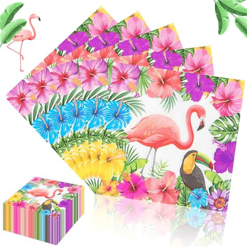 Lets Joy 100 Stück Servietten Flamingo, 33 x 33 cm Papierservietten, Flamingo Servietten Geburtstag, Servietten Dschungel, Sommer Gartenfeste Party Tischdeko
