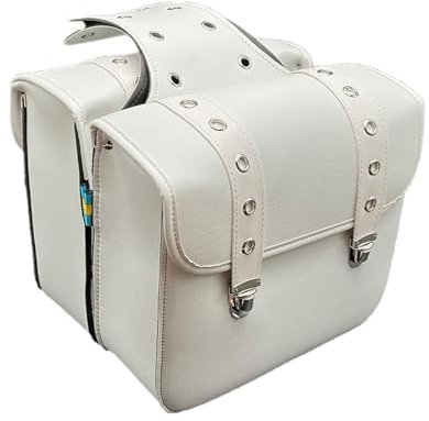 TentHome Rücksitz Seitentaschen Doppelte Fahrrad Gepäckträgertasche PU Leder Retro Fahrradtasche für Gepäckträger Hinterradtasche Schwanz Gepäck für Motorrad Rennrad Mountainbike Weiß