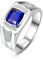 Yaresul 8mm Saphir Ring - Silber Herren Pave Zirkonia Verlobungsring Fashion Schmuck Ring für Männer 65(20.7)