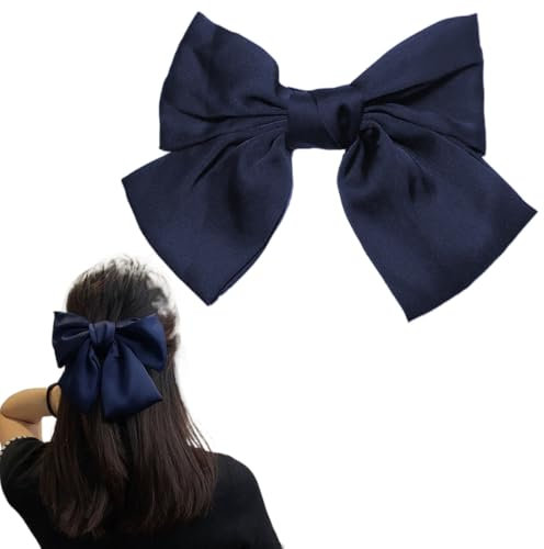 Pince à Cheveux Avec Nœud nœuds à cheveux pour femmes Big Bowknot Hairpin French Hair Clips Avec Ruban Barrette à Cheveux Hair Barrette Clips pour Femmes Filles (Bleu)