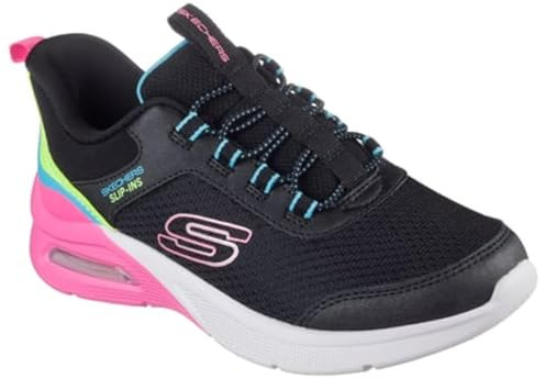 Skechers Girl's Microspec Max Color Trifecta Sneaker, Schwarz, 1.5 UK Child