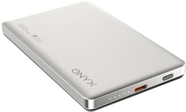 𝐎𝐍𝐘𝐗® Mini Batterie Externe magnétique Magsafe 5000 mAh 25W Power Bank sans Fil Induction USB-C Charge Rapide PD 3.0 Compatible avec iPhone 16/15/14/13/12/11/X Samsung Huawei Xiaomi Oppo, Argent