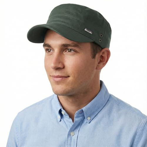 HIQIU Military Cap Herren Army Cap Cadet Hut - Unisex Vintage Military Armee Flat Kappe - Militärmützen Herren Verstellbar Baumwolle Baseballkappe Feldmütze
