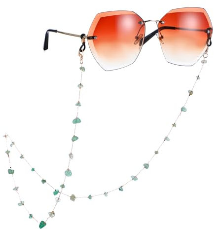 Yolev Brillenkette Damen Grün Kristall Brillenband Stilvolles Sonnenbrillenband Halter Stilvolles Maskenband für Männer und Frauen One Size