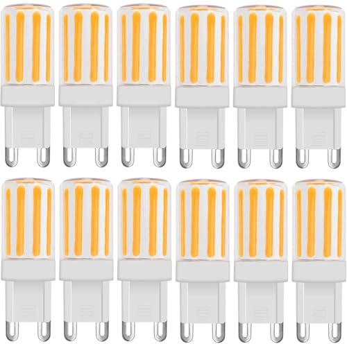 JINLONTA G9 LED Lampe Dimmbar 4W AC230V Warmweiß 2700K 12er-Pack | ersetzt 40W Halogen, 400 Lumen, kein Flackern, kleine Birne, [MEHRWEG], für Pendel- und Wandlampen