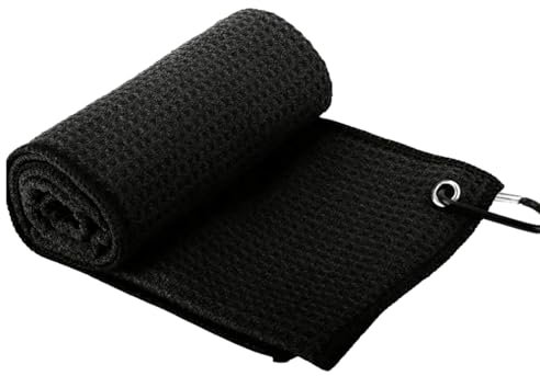Huyeruie Microfiber Golf Ball Towels Cloth - Golf Towel Carabiner Clips | Waffle Pattern Golf Rag | Thick Fabric Golf Cleaning Towel | Golf Ball Cleaner And Club Cleaning Tool With Clip For Golf Bag