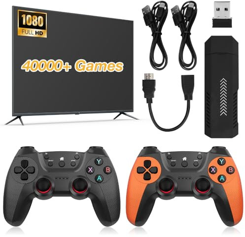 AVCXEC Console retrò Game Stick 4K TV console da gioco 128GB 40000+ giochi, HDMI 4K, USB 2.4g Wireless Controller Game Stick Console videogiochi Plug and Play, 2 gamepad Bluetooth