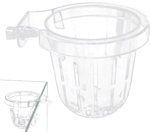 Evember Aquarium Plant Holder Clear,Fish Tank Plant Cup - Aquarium Plant Holder Fish Tank Aquatic Plant Holder with Hole for Aquarium Plants Decorations