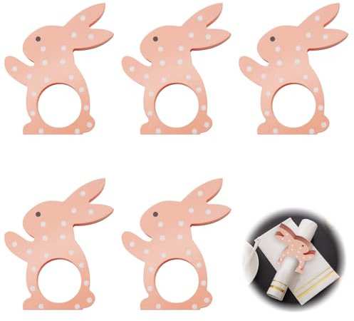 6Pcs Osterhasen-Serviettenringe, hölzerner Hasen-Serviettenringhalter, Serviettenringhalter-Zubehör für den Tisch, Serviettenhalter für Papierservietten, Serviettenring aus Holz, Hasen-Servietten