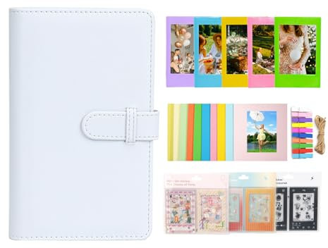 Aisnyho Instant Film Accessories Kit for Instax Mini LiPlay 12 11 9 8+ 8 evo 99 SE 40 90 70 50S 26 25 7S Camera,Include Album/Film Stickers/Mini Frames/Hanging Frame (Clay White)