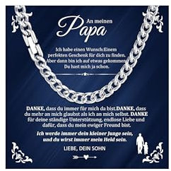XUANPAI Sohn Geschenke Halskette Herren Silber - An meinen Sohn Kette Kubanische Edelstahl Ketten Hip-Hop Halskette für Männer Jungs Geburtstag Geschenk für Sohn 6mm (Papa-Sohn, 55cm-6MM)
