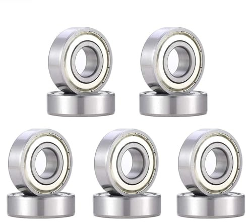 TUZUK 10 Stück Rillenkugellager 6001-ZZ 12x28x8 mm P6, doppelseitig metallabgedichtet, vorgeschniert für Roller & Skateboards