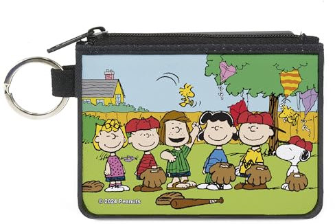 Buckle-Down Peanuts Geldbörse Reißverschluss Clutch Peanuts Gang Backyard Baseball Group Pose Canvas, Mehrfarbig, X-SMALL, Casual