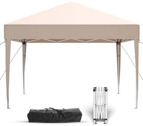 TRIUMPHKEY Tonnelle Pliante 3x3 Imperméable Anti-UV 50+, Barnum Pliant 3x3 Réglable en Hauteur,Tonnelle de Jardin Exterieur Convient pour Les Fêtes, Les Foires, Les Festivals, Etc, Beige