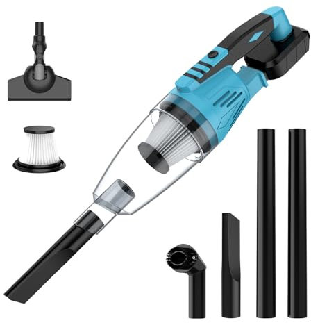 Aspirapolvere a batteria per Makita da 18 V, 20000 Pa, con ugello per pavimento, bocchetta per fessure, bocchetta per imbottitura, contenitore per polvere da 0,6 l, per auto, casa, peli di animali