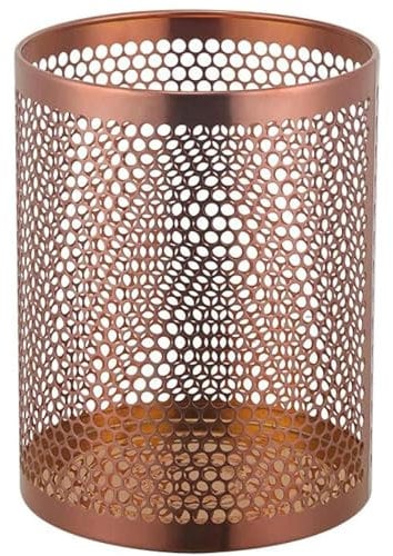 Modern Rose Gold Stainless Steel Mesh Waste Paper Bin for Bathroom Kitchen Home Office and Dormitories 28.5cm x 22cm
