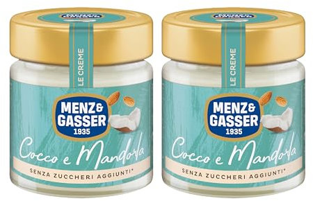 Menz&Gasser, Crema Spalmabile Cocco e Mandorla, Confezione da 2x200g, Senza Zuccheri Aggiunti, Perfetta per Merende e Dolci