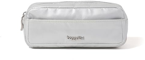 Baggallini Unisex's Long Pocket Cosmetic-Lightweight 7.8”x 3.1”x2.1 Bag-Travel Essentials Makeup Organizer, Silver Metallic, One Size