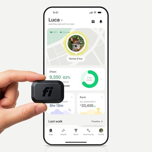 New Fi Mini-GPS-Tracker für Hunde, Katzen, kleine Haustiere, universelles Halsband, leicht, virtuelle Zäune, Fluchtwarnungen, Schritt- und Gesundheits-Tracking, wasserdicht, 6 Monate Mitgliedschaft