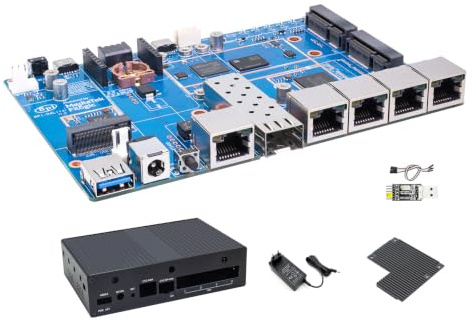 Banana Pi BPI-R4 Lite WiFi 7 Router Dev Board Kit OpenWRT – MediaTek MT7987A SoC – 2GB DDR4 RAM 8GB eMMC, 1x 2,5G SFP RJ45 WAN, 4X GbE Gigabit Ethernet per NAS Smart Home Gateway (2 GB DDR4, bundle 2)