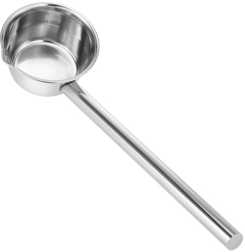 Cabilock Stainless Steel Long Handle Water Ladle, Metal Dipper Spoon with Pouring Lip, Deep Bowl Soup Ladle for Kitchen, Garden Watering, Canteen, Washing Vegetables and Household Use, 12 cm Bowl