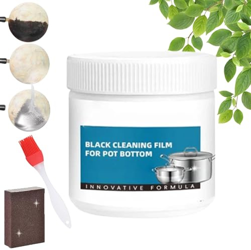 Powerful Burnt Residue Remover Paste For Cookware,Black Cleaning Film for Pot Bottom, Multi-purpose Powerful Cleaner for Kitchen,For All Cookware Material (1, 1Pc)