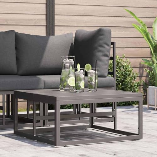 Owoxanthellate Garten Lounge Tisch Schwarz 70 x 70 x 32 cm Metall Modernes Design Robust und Langlebig für Garten Terrasse Balkon und Patio