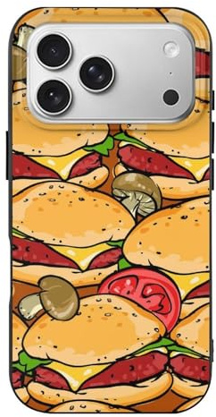 Hamburgers BBQ Grill Pattern Compatible with iPhone 17 All Series Case TPU Protective Case Slim Phone Cover black