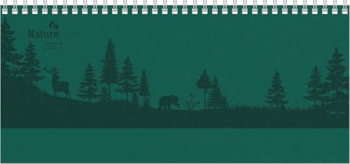 Tisch-Querkalender Nature Line Forest 2027: Wochenkalender 29,7x13,5 cm mit 1 Woche auf 2 Seiten, Notizbereich & Stundeneinteilung 8-21 Uhr, umweltfreundlicher Bürokalender für Arbeit