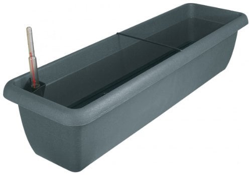 geli Thermo Plastic Blumenkasten Aqua Andalucia aus Kunststoff incl. Bewässerung und Wassersstandsanzeiger, Farben:anthrazit 38;Länge:80 cm