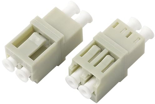 sourcing map LC Female to LC Female Fiber Optic Connector, Gray Shell MM Flanged Duplex Adapter, 2 Pcs Optical Cable Double mode F/F Fiber Coupler for Digital Communication