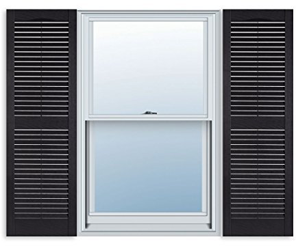 Exterior Solutions Standard Louver Exterior Vinyl Window Shutters, Black (Pair), 15 Inch x 35 Inch