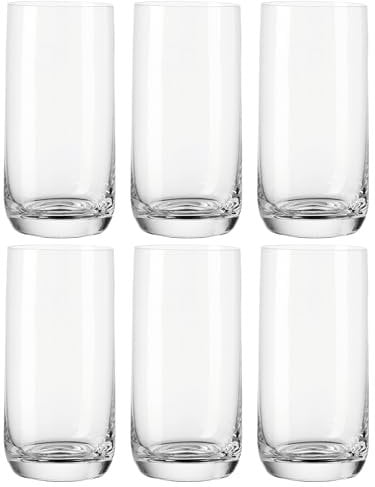 Leonardo Daily Trink-Gläser, 6er Set, spülmaschinenfeste Wasser, geradlinige Becher, Getränke-Set, Saft-Gläser, groß, 330 ml, 063325