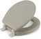 J&V Textiles Toilettensitz, bestickt, weich, rund, mit leicht zu reinigendem Scharnier, gepolstert, Beige