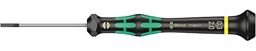 Wera 05118017001 2035 Tournevis électronicien pour vis à fente, 0,30 x 2,0 x 50 mm, Noir/vert