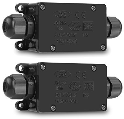 Junction Box - IP65 Waterproof 2 Way Electrical Junction Box Electrical Boxes Outdoor Project Enclosure Underground Cable Line Wires Power Cord Connector Protection, Ø4-8mm Diameter Cable (2 Pack)