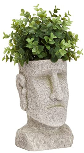 Bits and Pieces - Easter Island Statue Planter - Yard Decorations - Polyresin Sculpture - Indoor/Outdoor Statue Planter - Urn for Plants